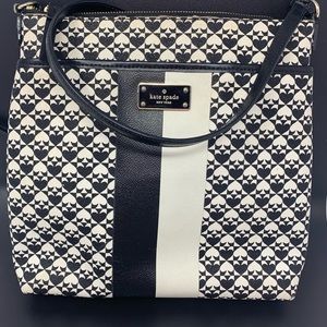 Kate Spade Keisha Penn Place Spade Design Crossbody Shoulder Bag Black and White